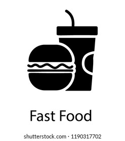 Burger with soft drink is fast food 