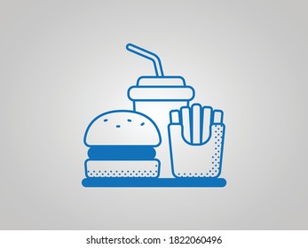 Burger, Soft Drink, French Fries Icon (blue Version)