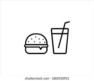 Burger with soft drink icon vector illustration