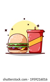 Burger and soft drink illustration