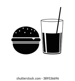 Burger with soft drink isolated on a white background