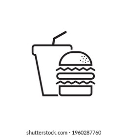 Burger and soft drink logo design vector template