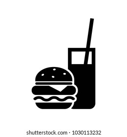 Burger with soft drink vector icon.