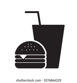 Burger with soft drink vector icon.