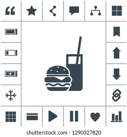 Burger with soft drink vector icon.