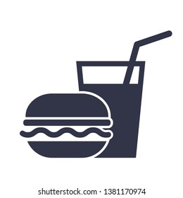 Burger with soft drink vector icon on white background