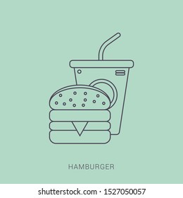 Burger with soft drink vector icon.