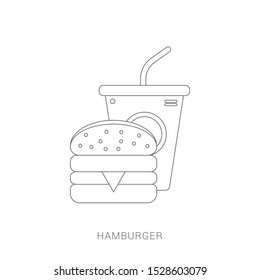 Burger with soft drink vector icon.