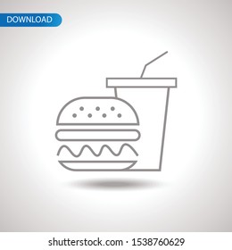 Burger with soft drink vector icon.

