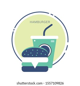 Burger with soft drink vector icon.