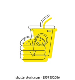 Burger with soft drink vector icon.