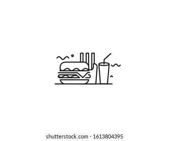 Burger with soft drink vector icon.
