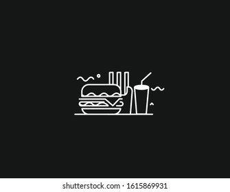 Burger with soft drink vector icon.