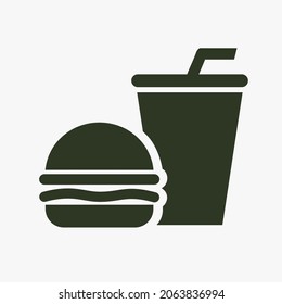 Burger mit Softdrink-Vektorsymbol, flach.