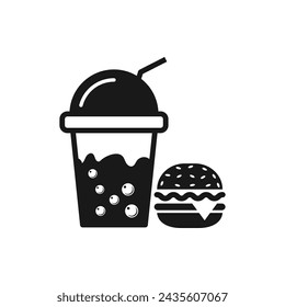 Hamburguesa con icono de vector de refresco.