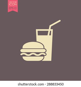 Burger with soft drink vector icon.