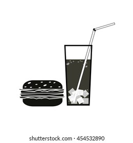 Burger with soft drink vector icon.