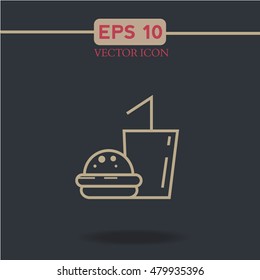 Burger with soft drink vector icon.