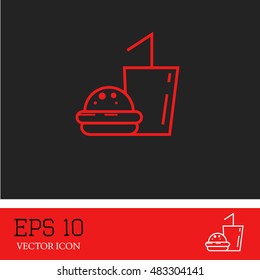 Burger with soft drink vector icon.