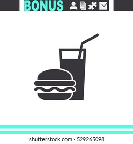 Burger with soft drink vector icon.