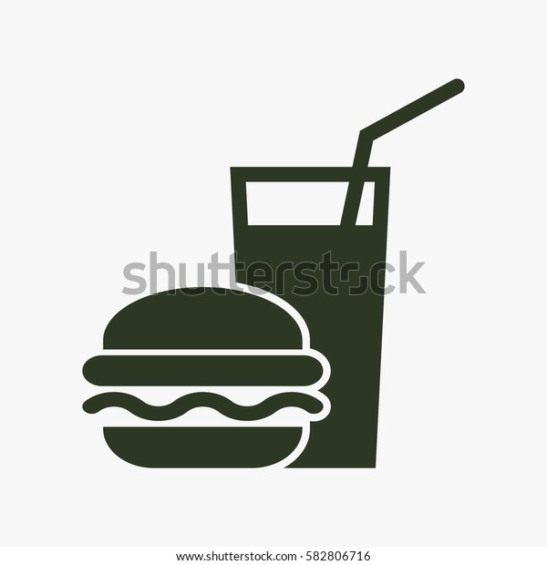 Burger with soft drink\
vector icon.