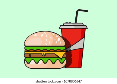 Burger and soft drink vector Illustration