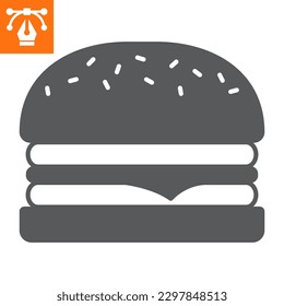 Burger solid icon, glyph style icon for web site or mobile app, independence day and food, cheeseburger vector icon, simple vector illustration, vector graphics with editable strokes.