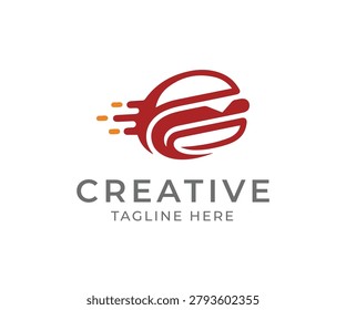 Burger speed logo, fast food branding, quick delivery concept, modern restaurant identity, dynamic food design.
