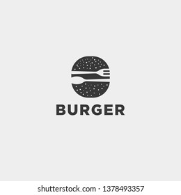 burger spoon fork simple flat logo design vector illustration