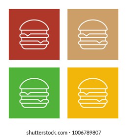Burger square icons set. Isolate on white background. Illustration. Vector.