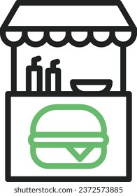Burger Stall Symbol Vektorbild. Geeignet für mobile Applikationen und Printmedien.