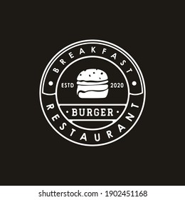 Burger stamp with circle line style logo design inspiration