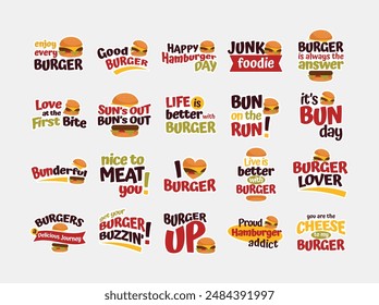 Burger Sticker Lettering Vector Set