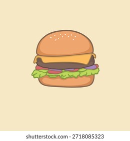 Vector de la etiqueta engomada de la hamburguesa linda ilustración
