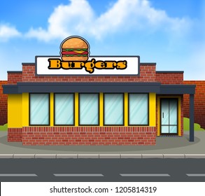Burger store building background