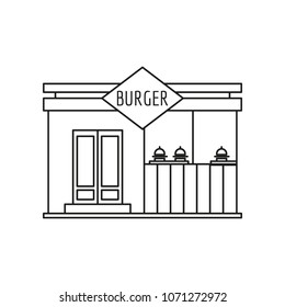 Burger Store front icon. Outline Burger Store front vector icon for web design isolated on white background