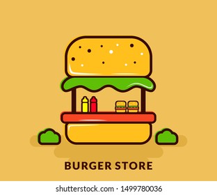 Burger Store Icon. Modern Design Vector Illustration