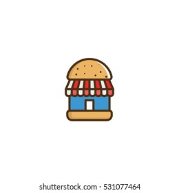 Burger Store Vector Logo Design Element