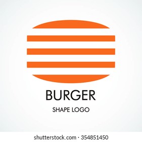 Burger stripe of fast food abstract vector and logo design or template culinary business icon of company identity symbol concept