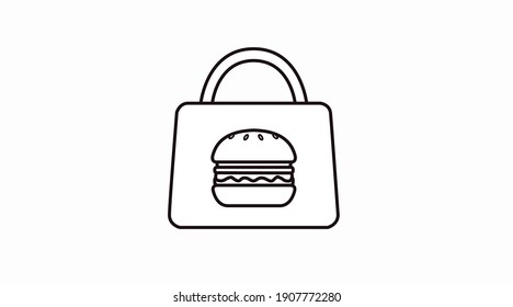  Burger Take Away Bag Icon or Sign
