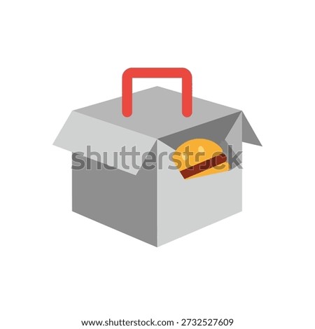 Burger in Takeout Box Flat Design Simple