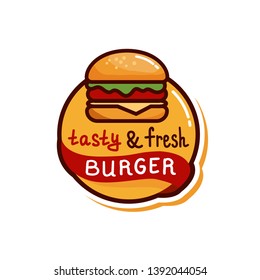 burger tasty emblem design isolated vector illustration