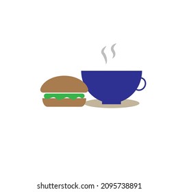 burger and tea vector minimalist or flat illustration