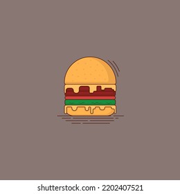 Burger template in flat cartoon design with line art