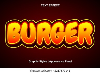 efecto de texto de hamburguesa con estilo gráfico y modificable.