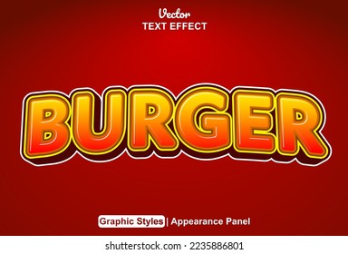 efecto de texto de hamburguesa con estilo gráfico y modificable.