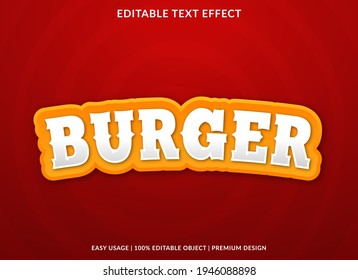 burger text effect template design use for business brand and logo