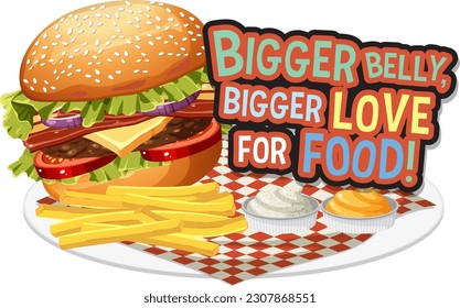 Burger con ilustración de icono de texto