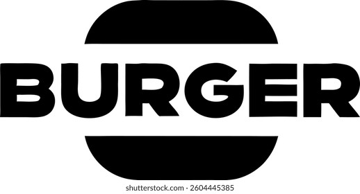 Burger text with minimal icon style in black font isolated on white background.