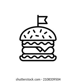 Burger thin line icon. Fast food. Modern vector illustration of hamburger for logo.